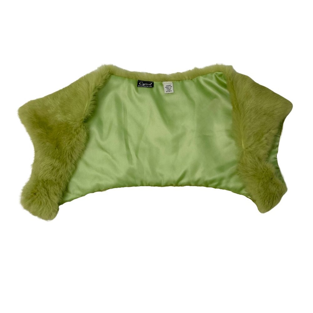 Vintage Green Fur Cape Stole Rabbit